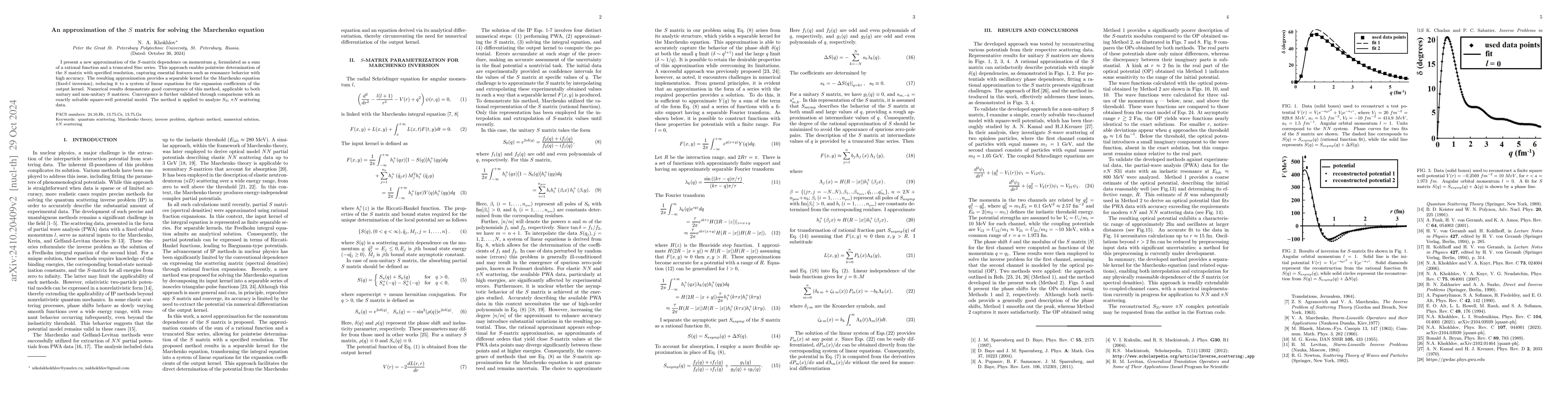 Thumbnail for An approximation of the $S$ matrix for solving the Marchenko equation
