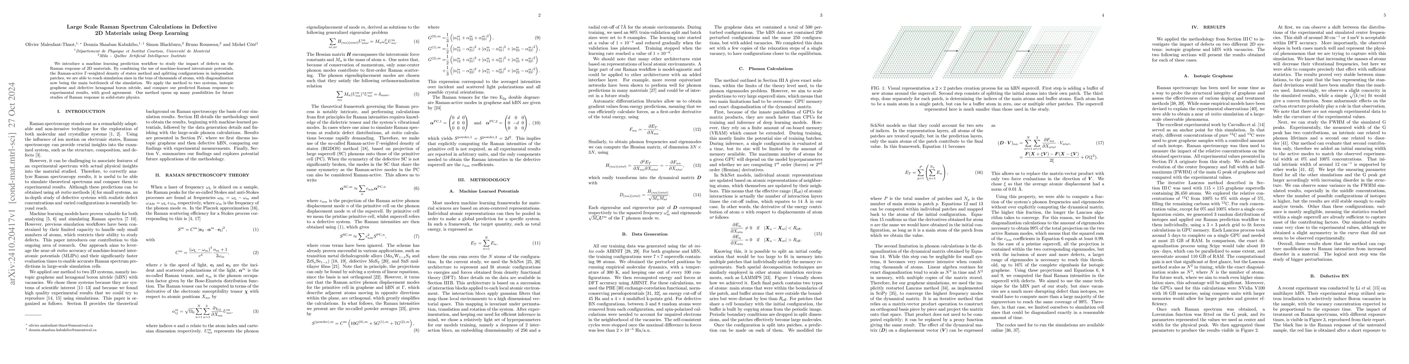 Thumbnail for Large Scale Raman Spectrum Calculations in Defective 2D Materials using
  Deep Learning