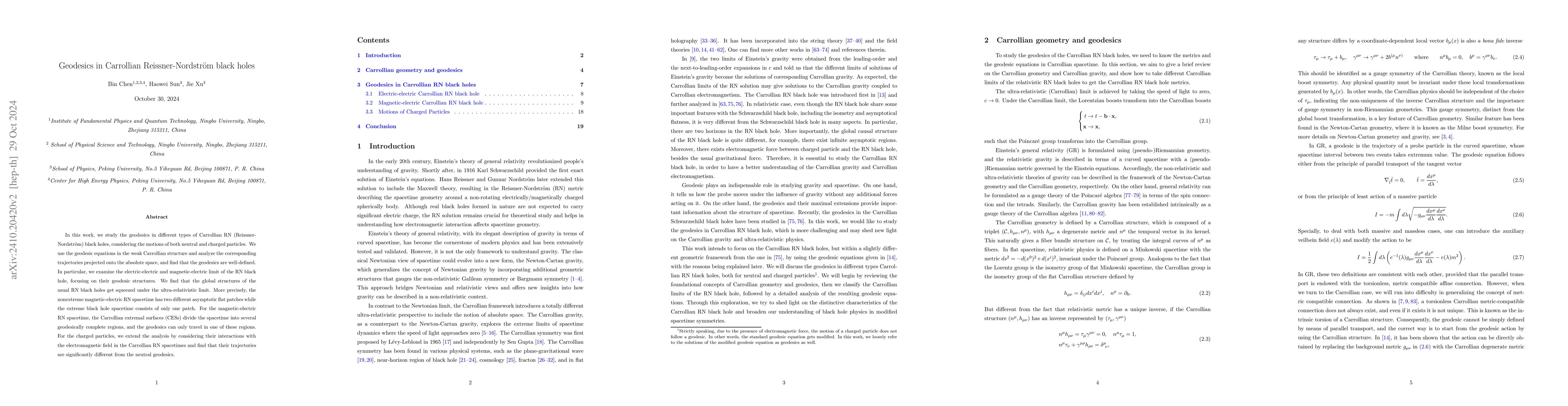 Thumbnail for Geodesics in Carrollian Reissner-Nordström black holes