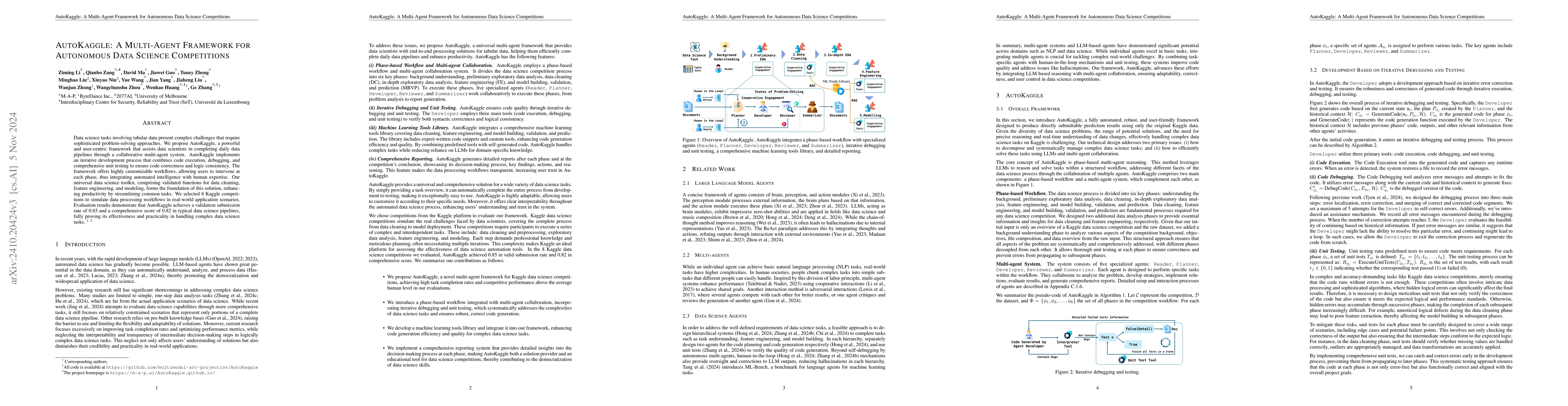 Thumbnail for AutoKaggle: A Multi-Agent Framework for Autonomous Data Science
  Competitions
