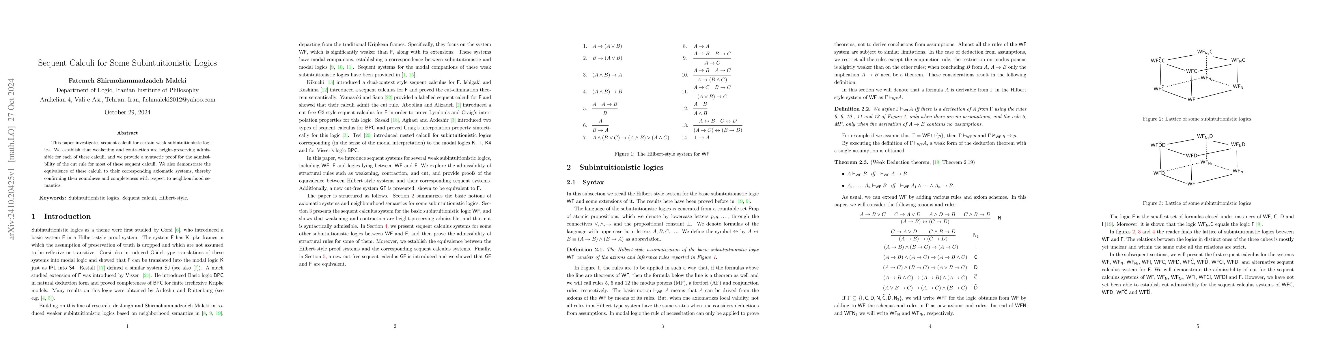 Thumbnail for Sequent Calculi for some subintuitionistic Logics