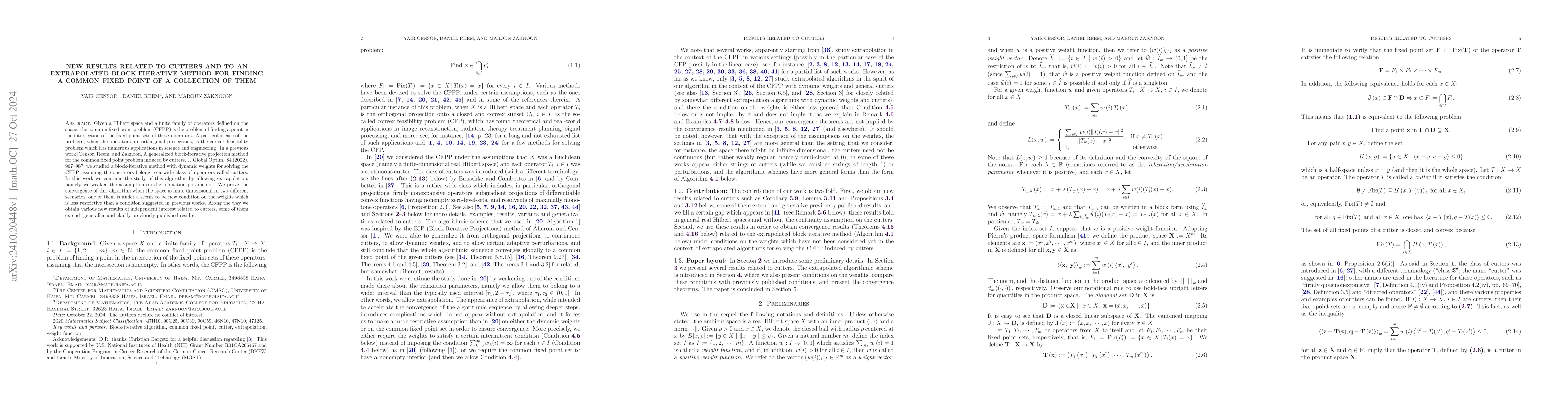 Thumbnail for New results related to cutters and to an extrapolated block-iterative
  method for finding a common fixed point of a collection of them