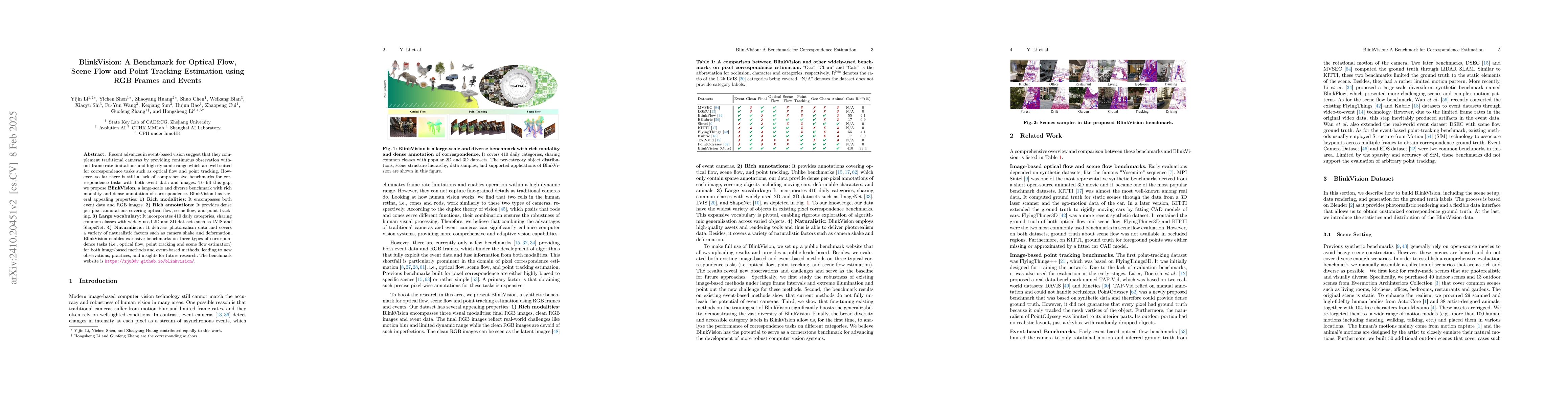 Thumbnail for BlinkVision: A Benchmark for Optical Flow, Scene Flow and Point Tracking
  Estimation using RGB Frames and Events