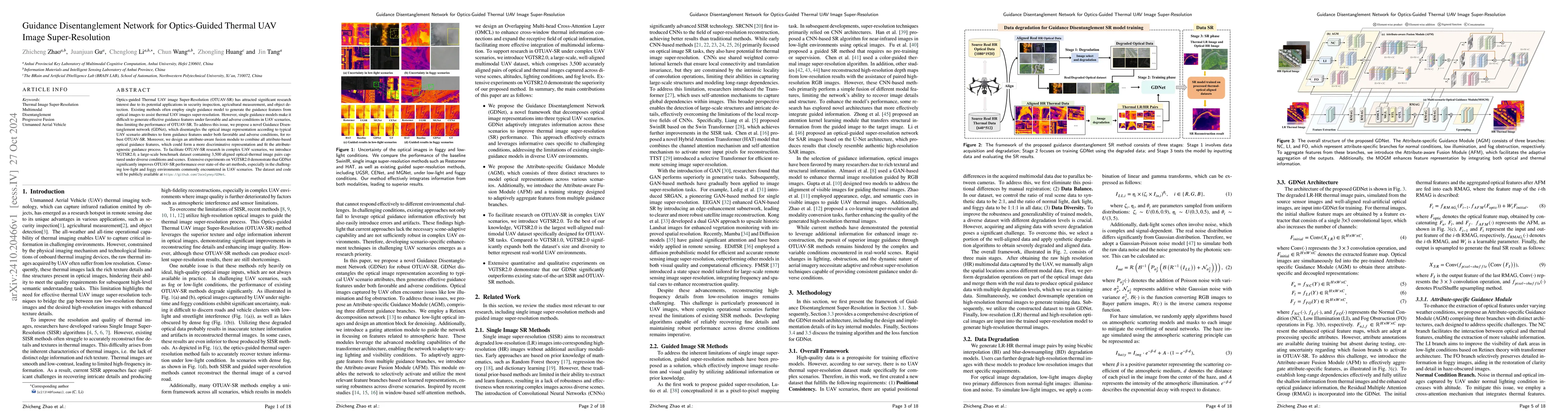 Thumbnail for Guidance Disentanglement Network for Optics-Guided Thermal UAV Image
  Super-Resolution