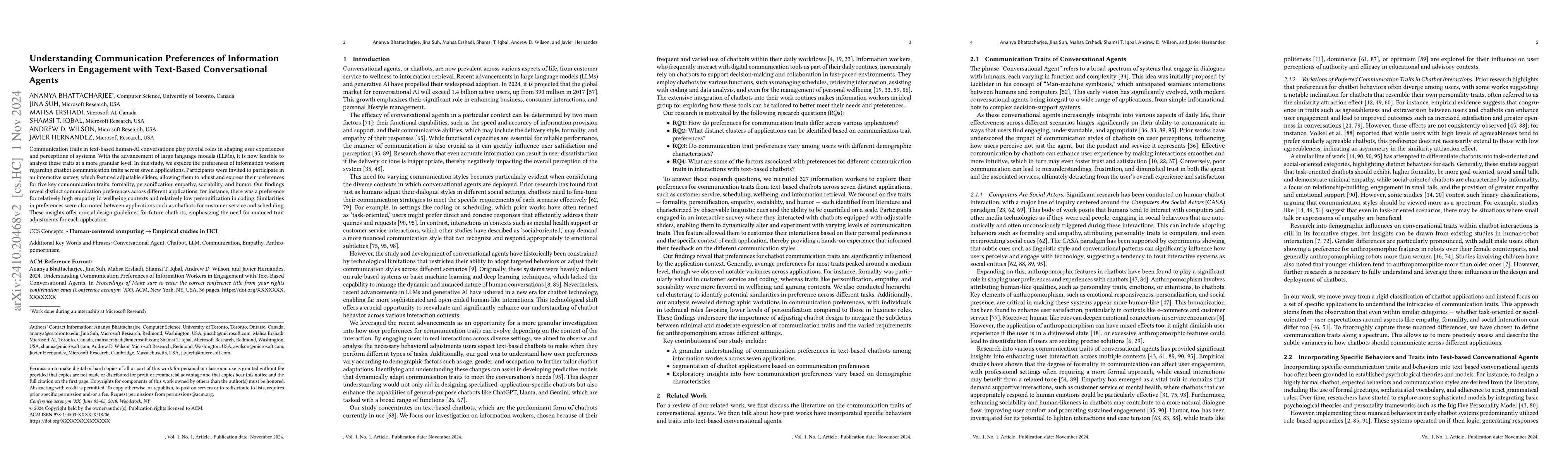 Thumbnail for Understanding Communication Preferences of Information Workers in
  Engagement with Text-Based Conversational Agents