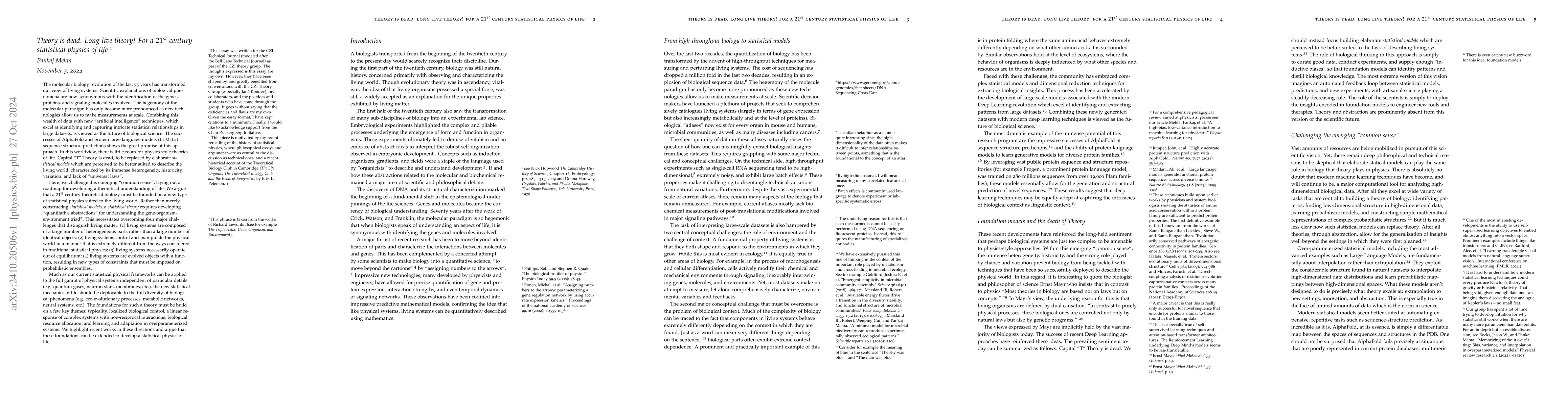 Thumbnail for A twenty-first century statistical physics of life