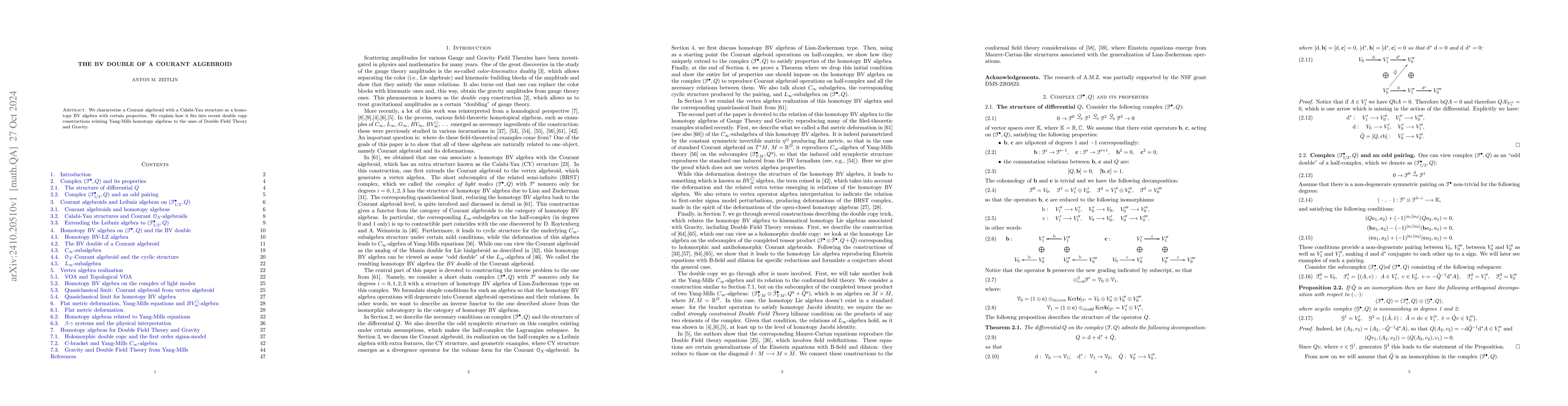 Thumbnail for The BV double of a Courant algebroid