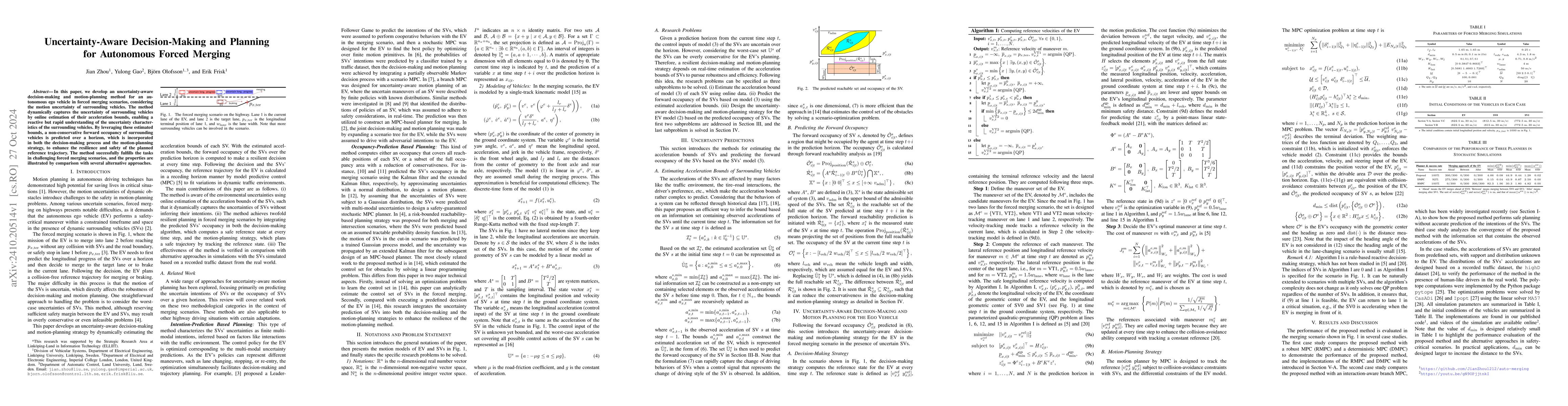 Thumbnail for Uncertainty-Aware Decision-Making and Planning for Autonomous Forced
  Merging