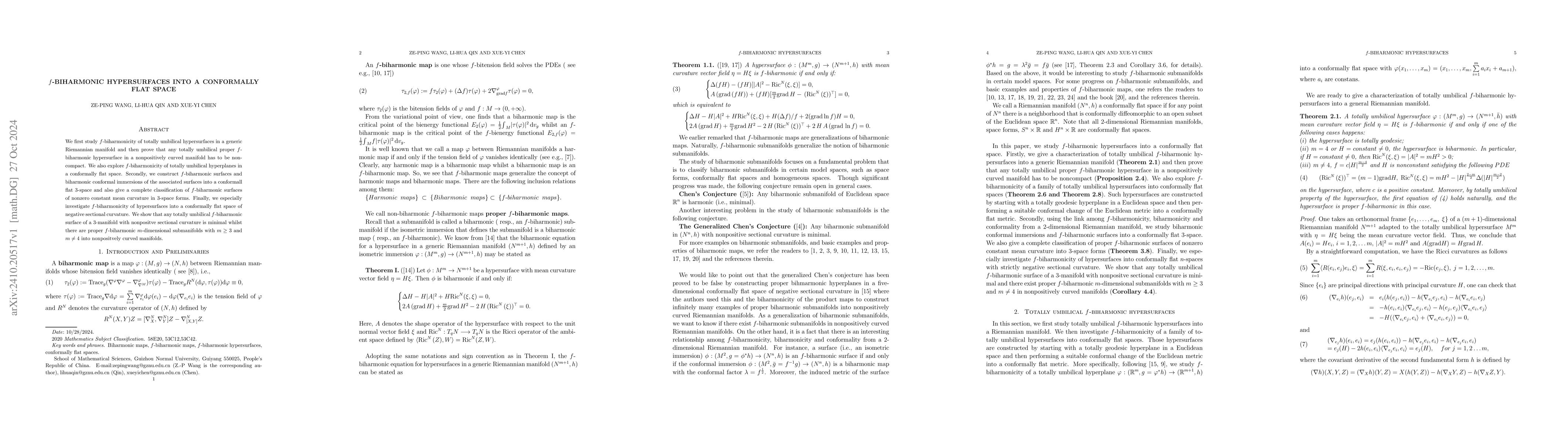 Thumbnail for $f$-Biharmonic hypersurfaces into a conformally flat space