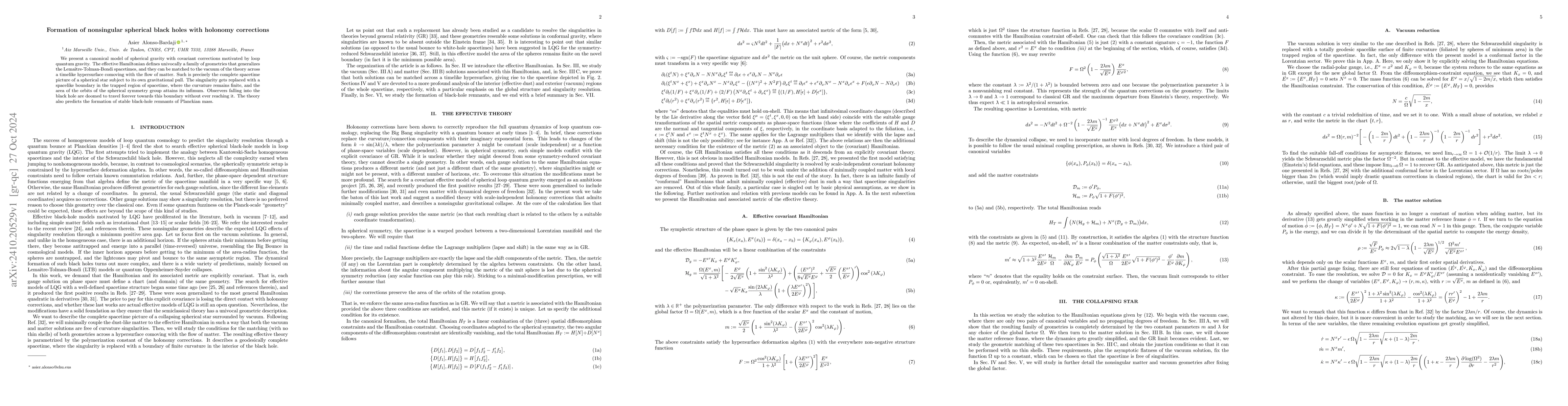 Thumbnail for Formation of nonsingular spherical black holes with holonomy corrections
