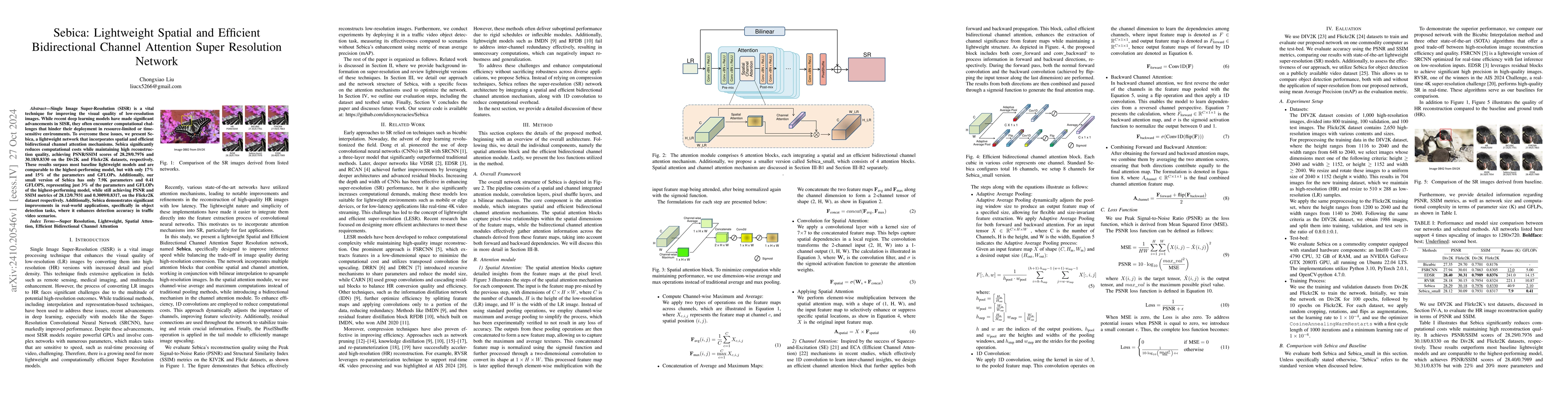 Thumbnail for Sebica: Lightweight Spatial and Efficient Bidirectional Channel
  Attention Super Resolution Network