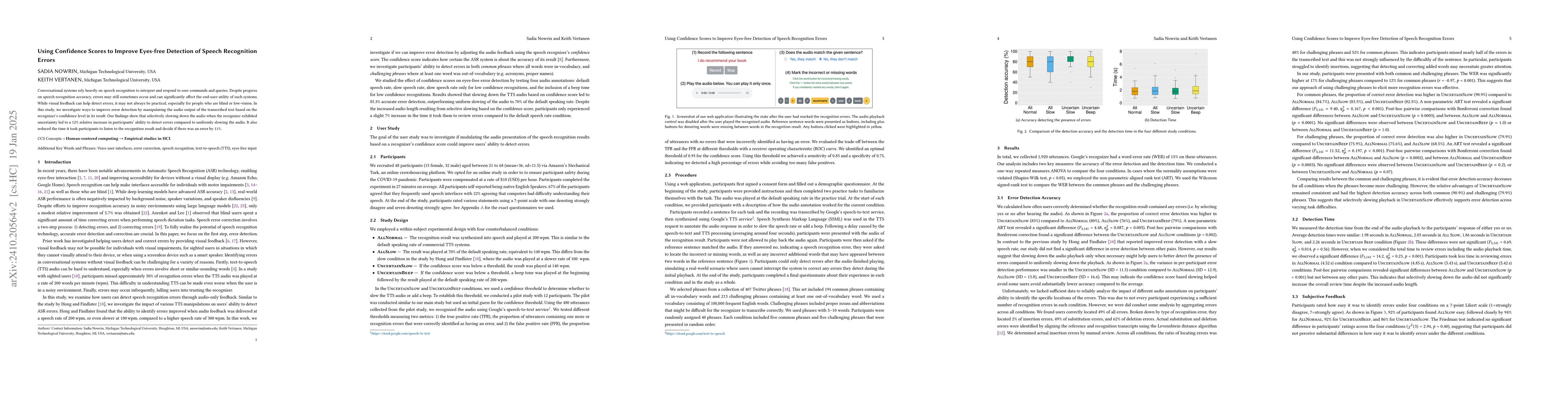 Thumbnail for Using Confidence Scores to Improve Eyes-free Detection of Speech
  Recognition Errors