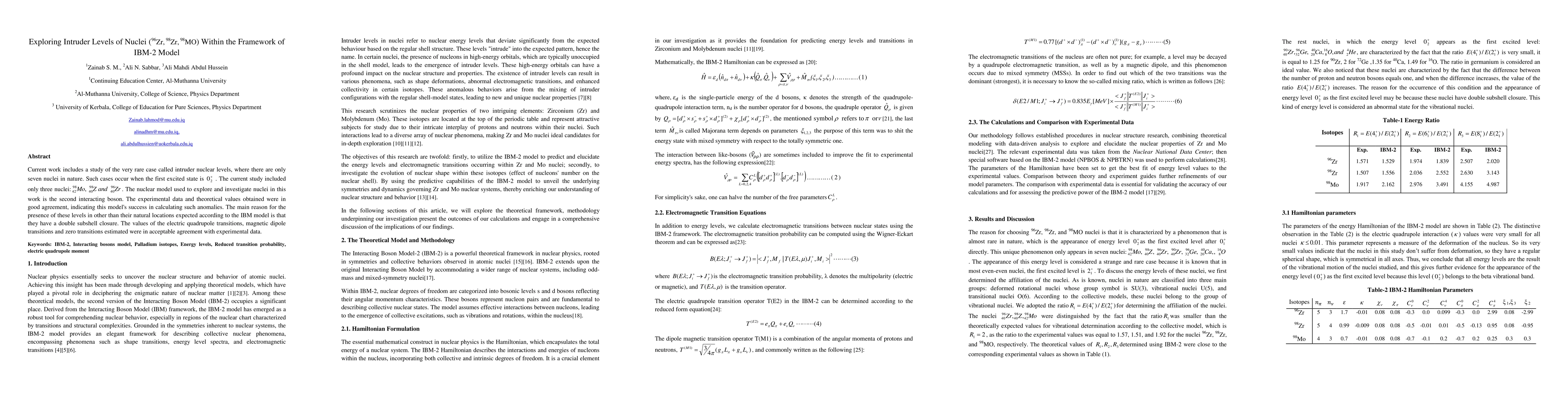 Thumbnail for Exploring Intruder Levels of Nuclei (96Zr, 98Zr, 98MO) Within the
  Framework of IBM-2 Model