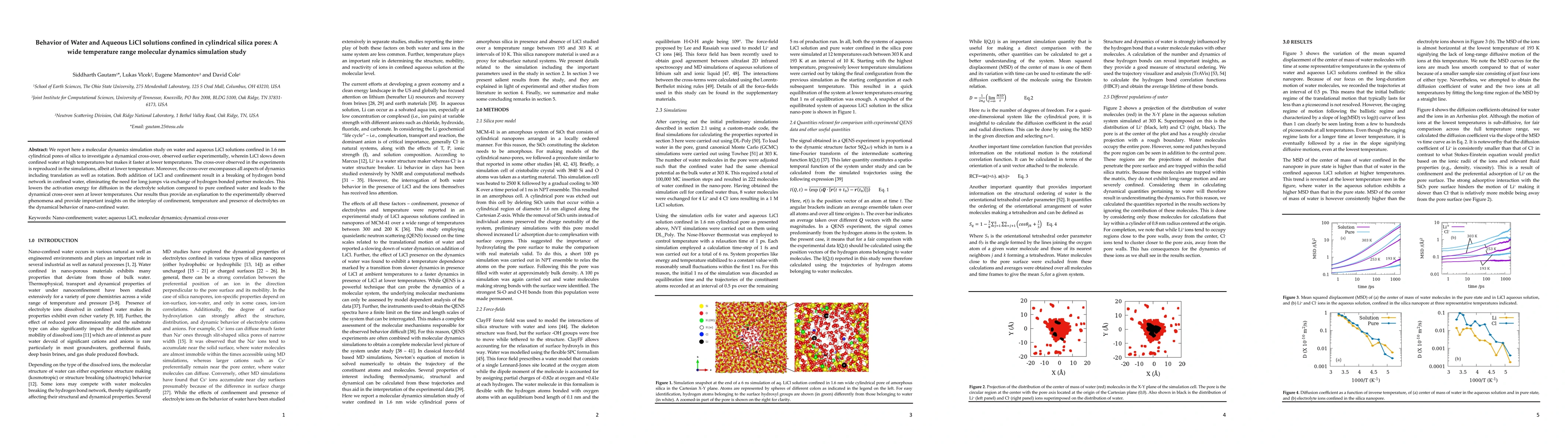Thumbnail for Behavior of water and aqueous LiCl solutions confined in cylindrical
  silica pores: A wide temperature range molecular dynamics simulation study