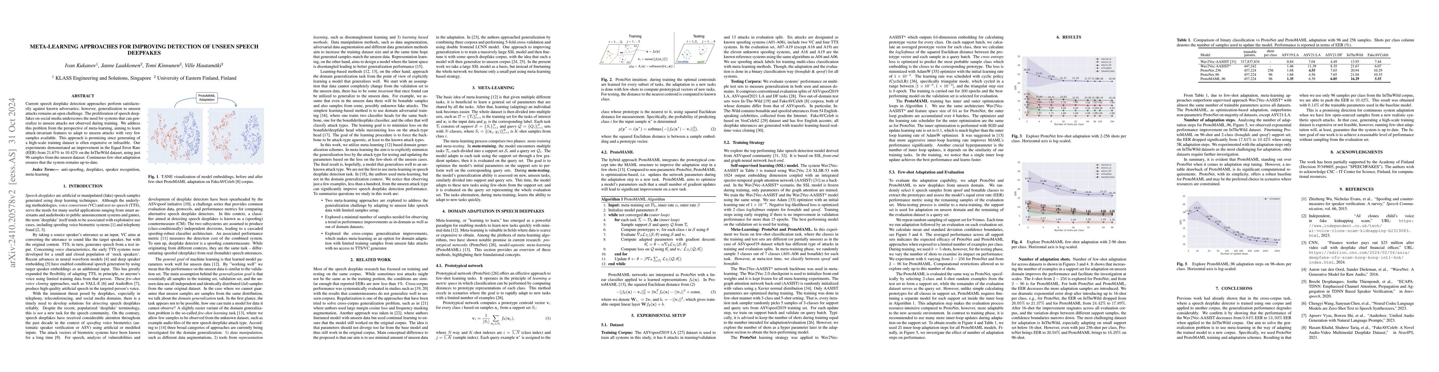 Thumbnail for Meta-Learning Approaches for Improving Detection of Unseen Speech
  Deepfakes
