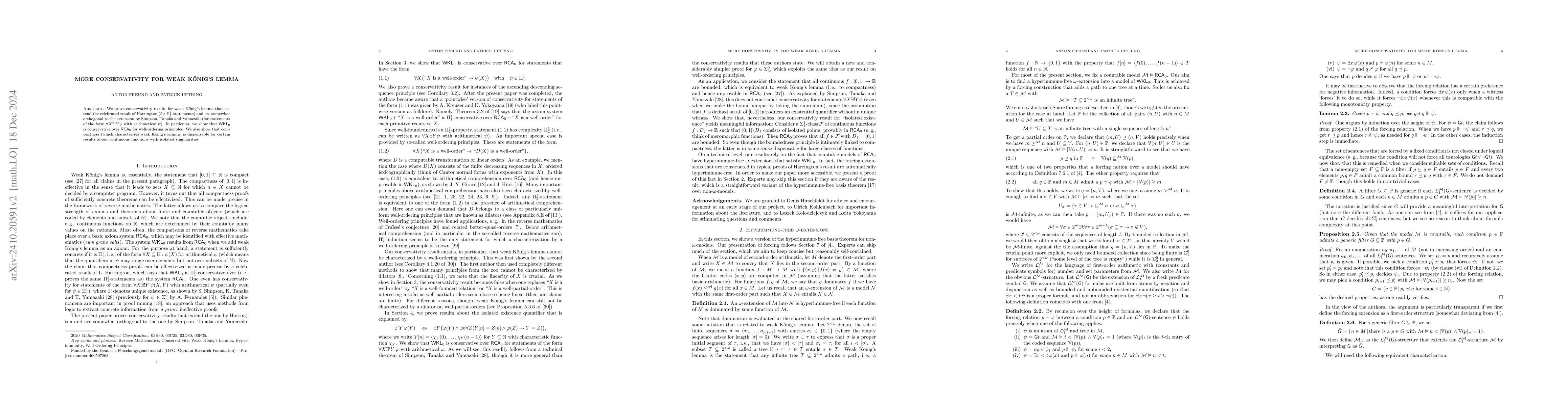Thumbnail for More conservativity for weak Kőnig's lemma
