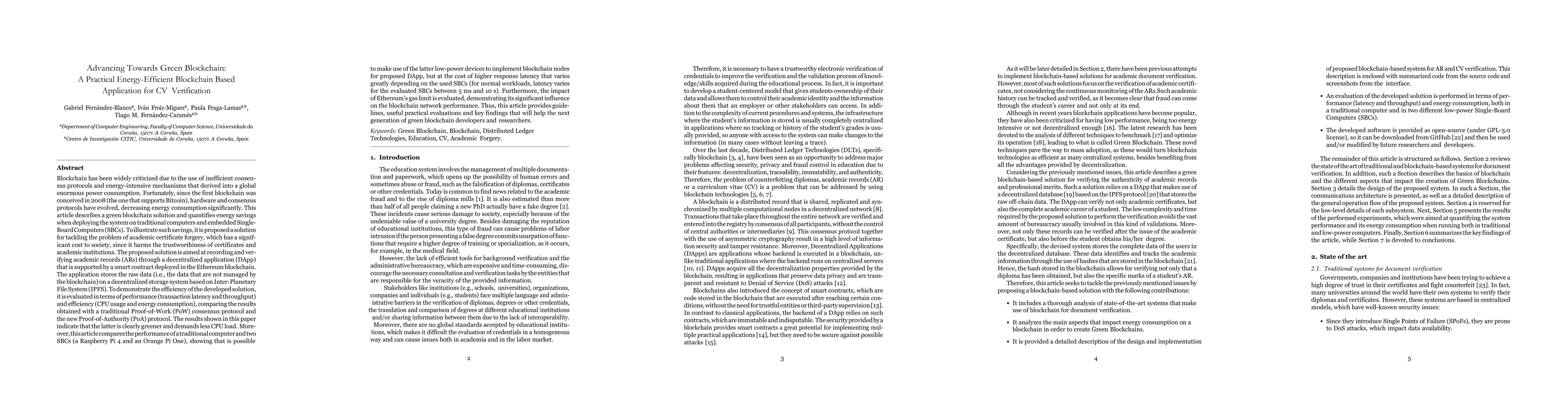 Thumbnail for Advancing Towards Green Blockchain: A Practical Energy-Efficient
  Blockchain Based Application for CV Verification