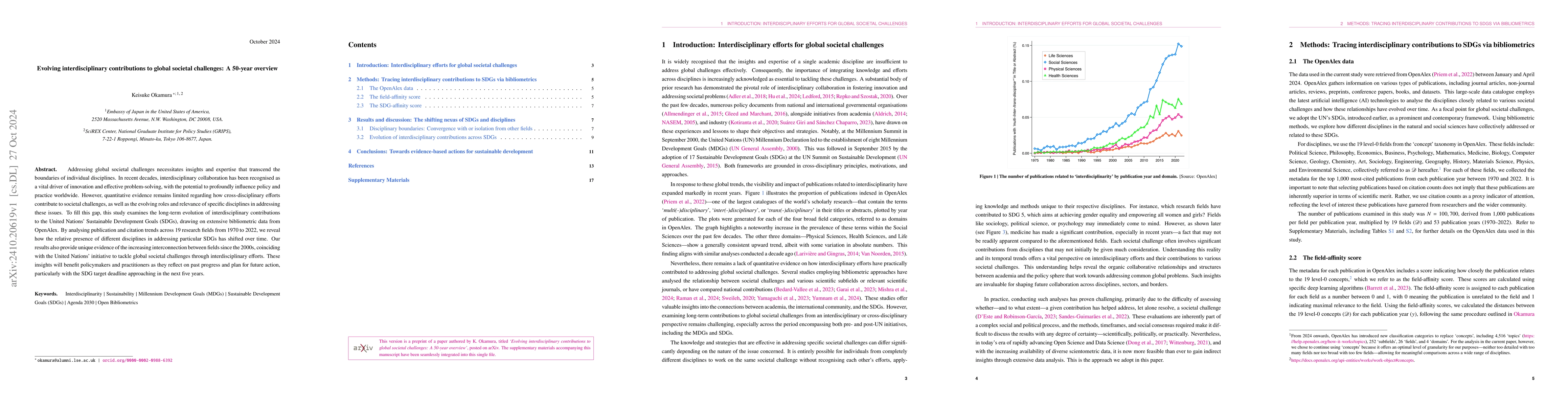Thumbnail for Evolving interdisciplinary contributions to global societal challenges:
  A 50-year overview