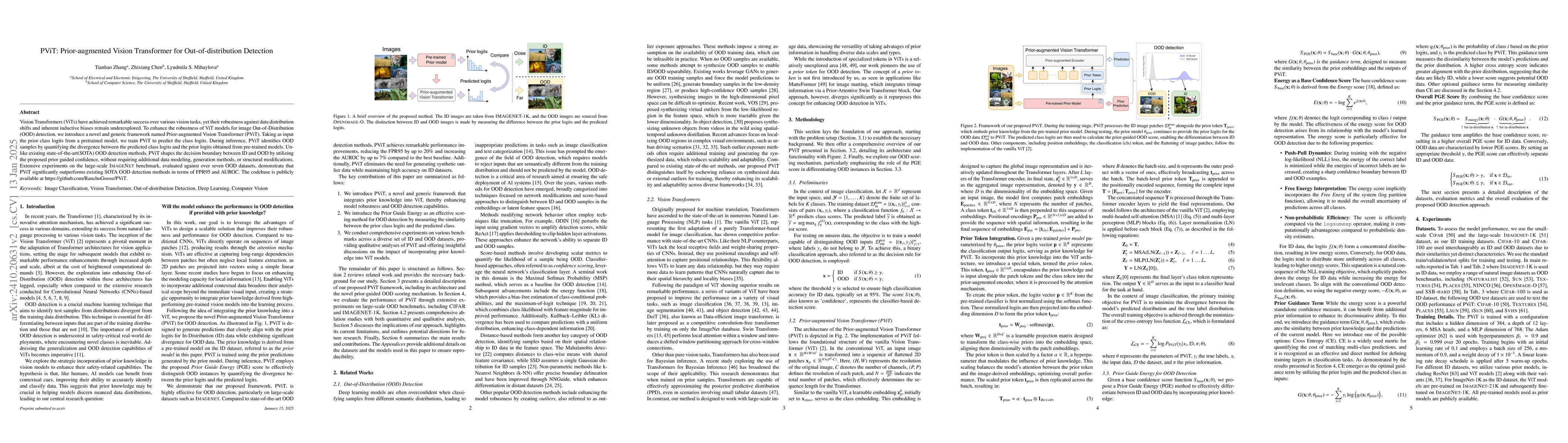 Thumbnail for PViT: Prior-augmented Vision Transformer for Out-of-distribution
  Detection