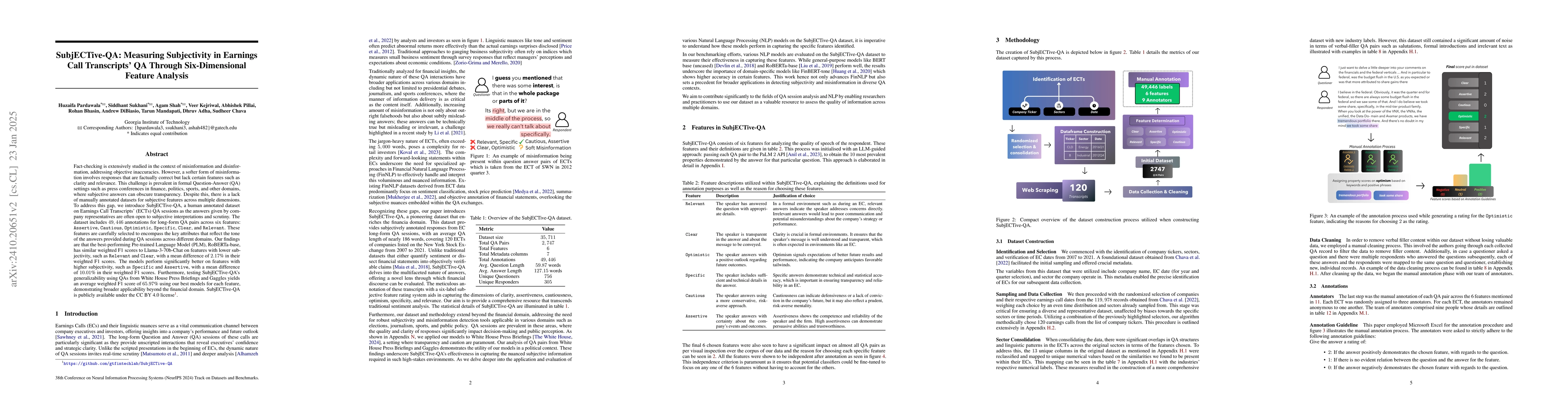 Thumbnail for SubjECTive-QA: Measuring Subjectivity in Earnings Call Transcripts' QA
  Through Six-Dimensional Feature Analysis