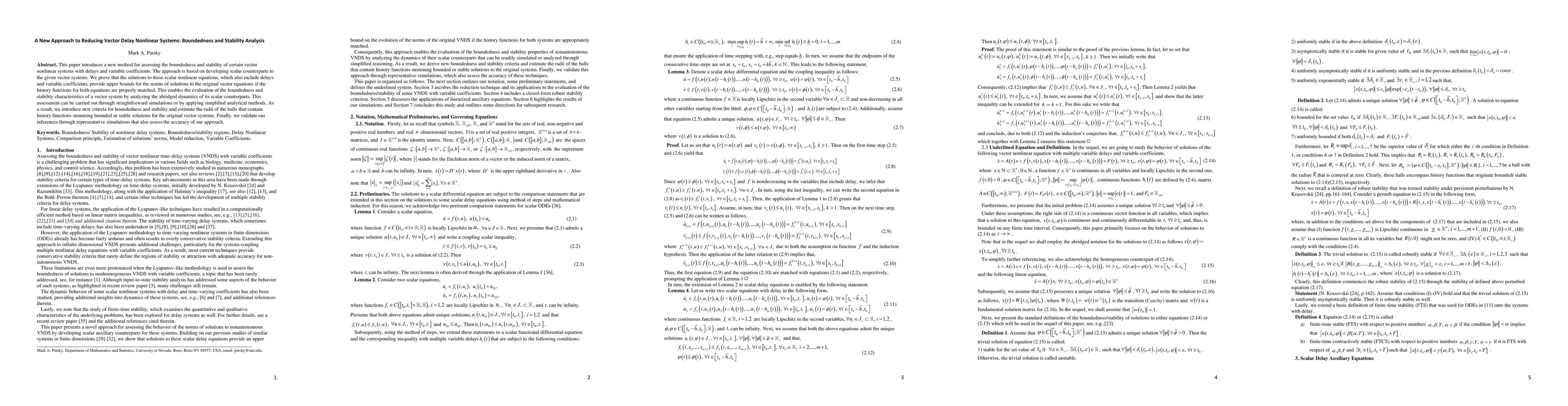 Thumbnail for A New Approach to Reducing Vector Delay Nonlinear Systems: Boundedness
  and Stability Analysis