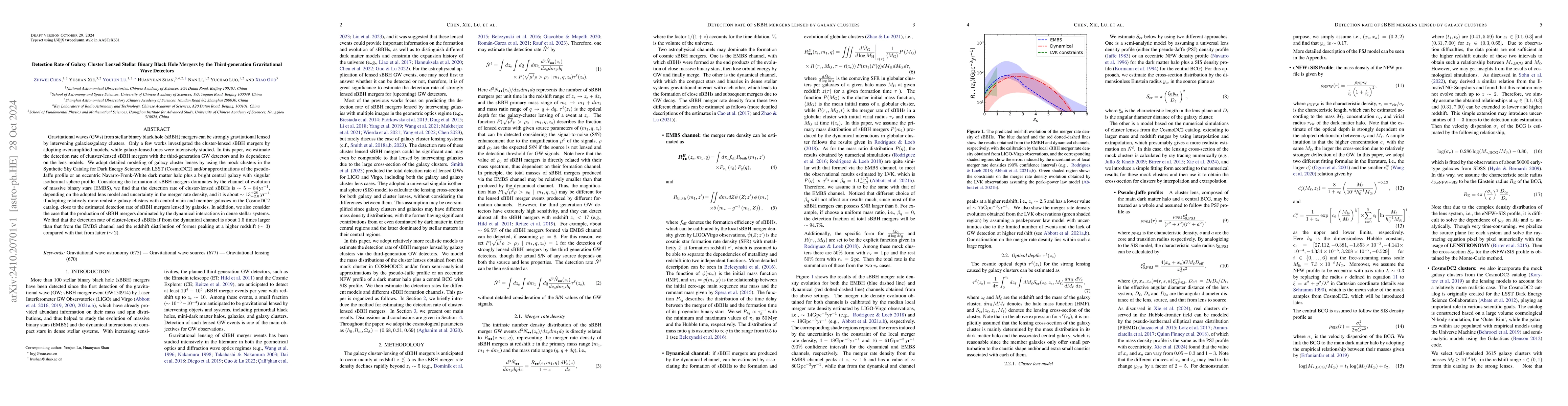 Thumbnail for Detection Rate of Galaxy Cluster Lensed Stellar Binary Black Hole
  Mergers by the Third-generation Gravitational Wave Detectors