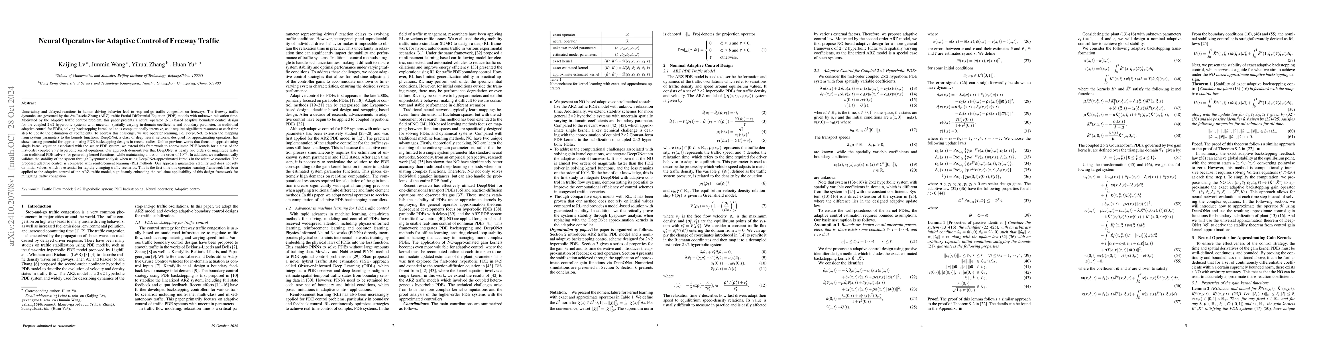 Thumbnail for Neural Operators for Adaptive Control of Freeway Traffic