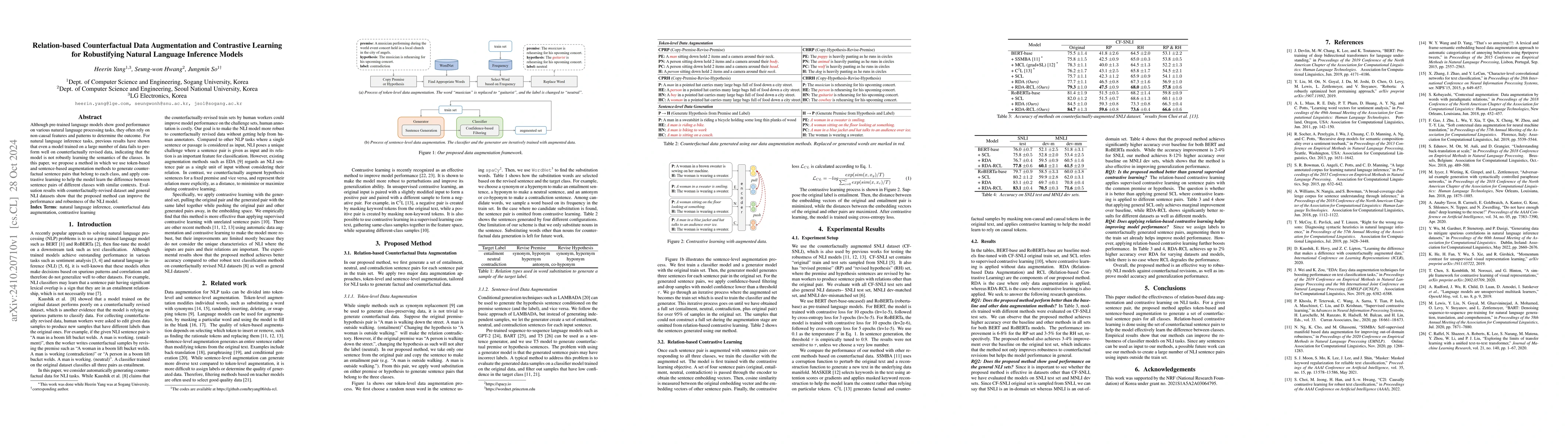 Thumbnail for Relation-based Counterfactual Data Augmentation and Contrastive Learning
  for Robustifying Natural Language Inference Models