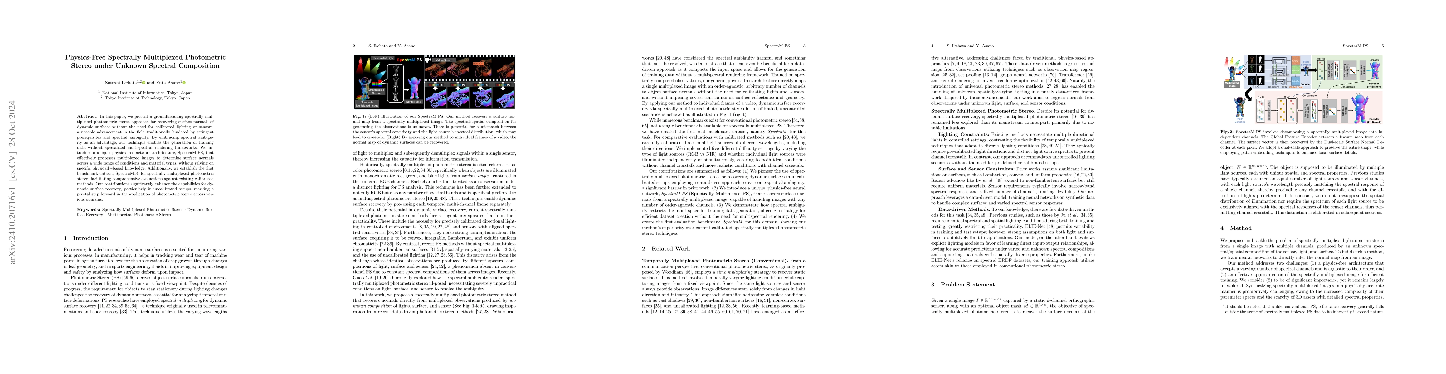 Thumbnail for Physics-Free Spectrally Multiplexed Photometric Stereo under Unknown
  Spectral Composition
