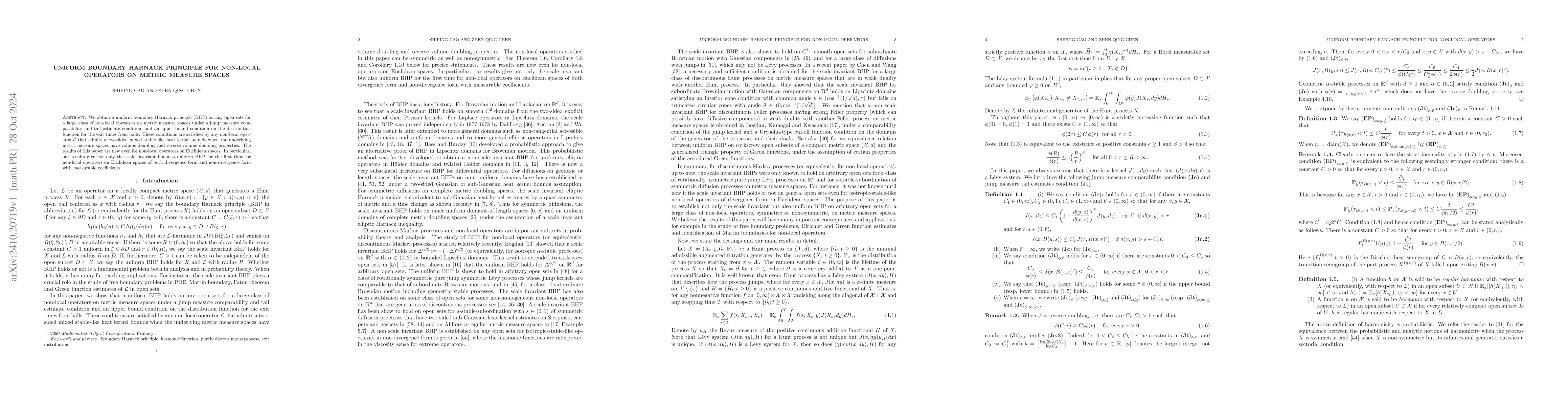Thumbnail for Uniform boundary Harnack principle for non-local operators on metric
  measure spaces