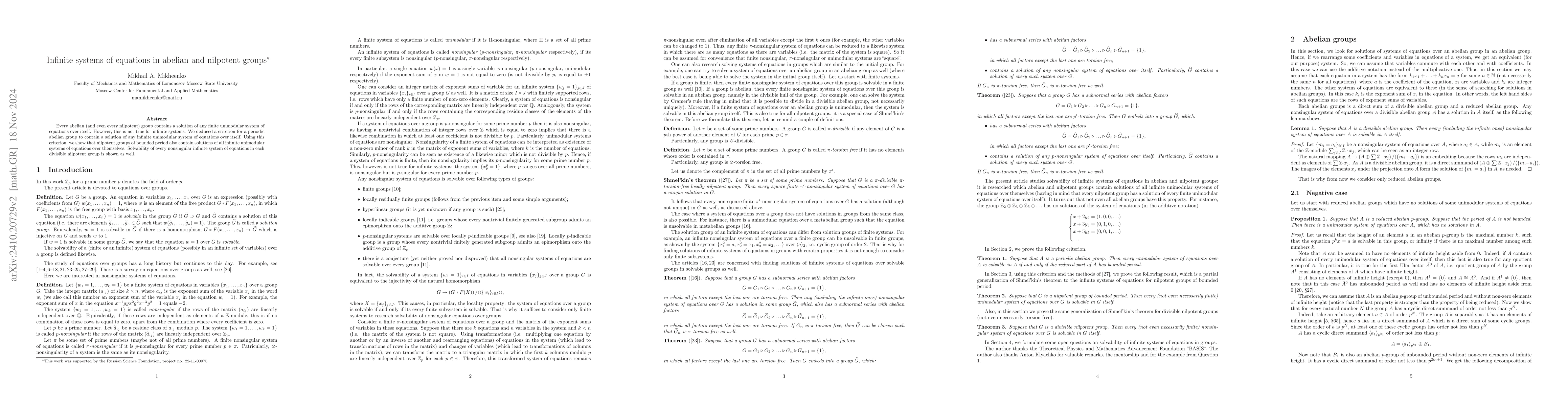 Thumbnail for Infinite systems of equations in abelian and nilpotent groups