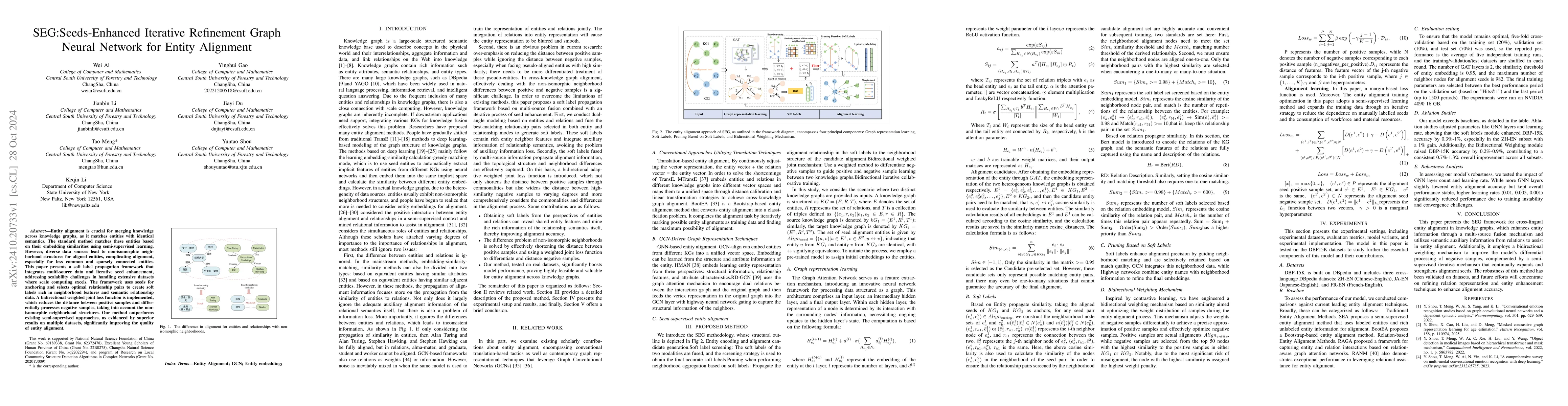 Thumbnail for SEG:Seeds-Enhanced Iterative Refinement Graph Neural Network for Entity
  Alignment