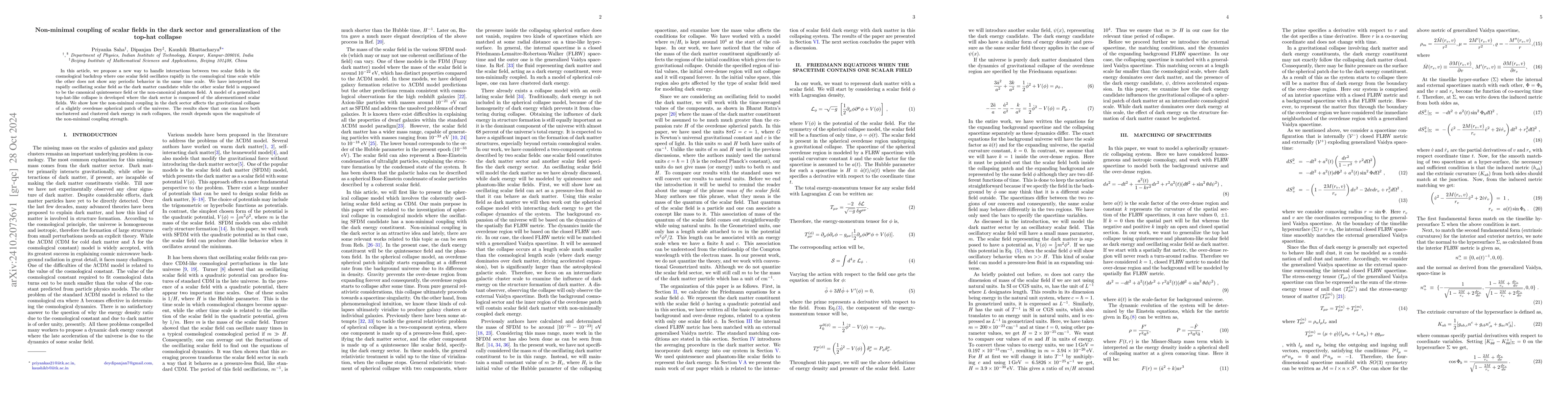 Thumbnail for Non-minimal coupling of scalar fields in the dark sector and
  generalization of the top-hat collapse