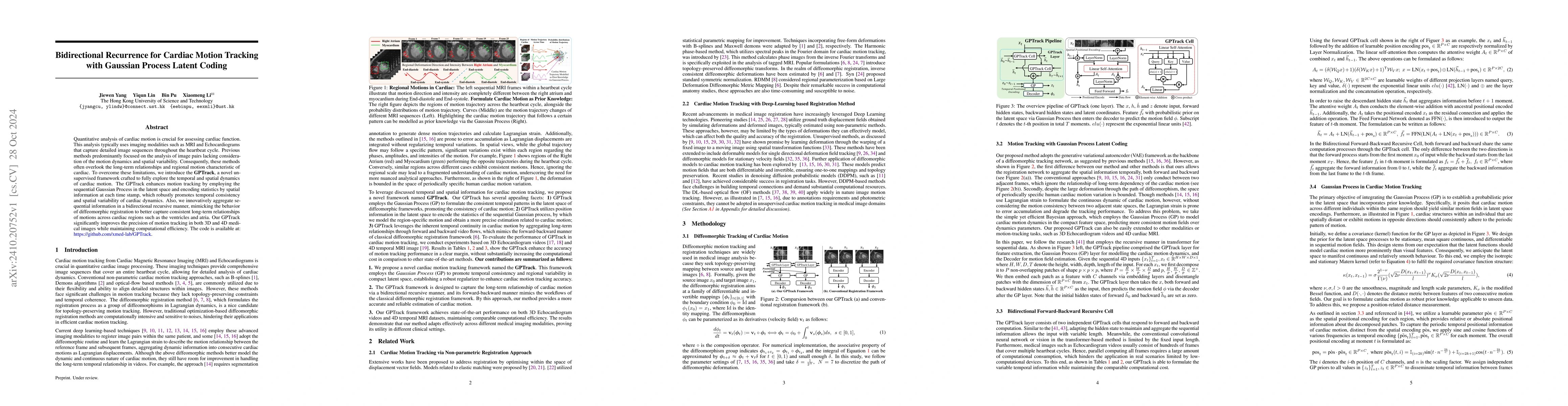 Thumbnail for Bidirectional Recurrence for Cardiac Motion Tracking with Gaussian
  Process Latent Coding