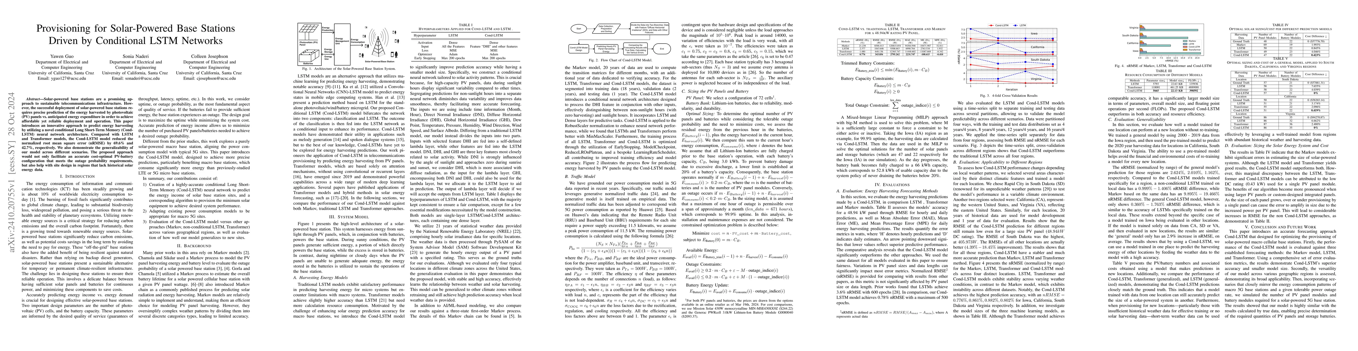 Thumbnail for Provisioning for Solar-Powered Base Stations Driven by Conditional LSTM
  Networks