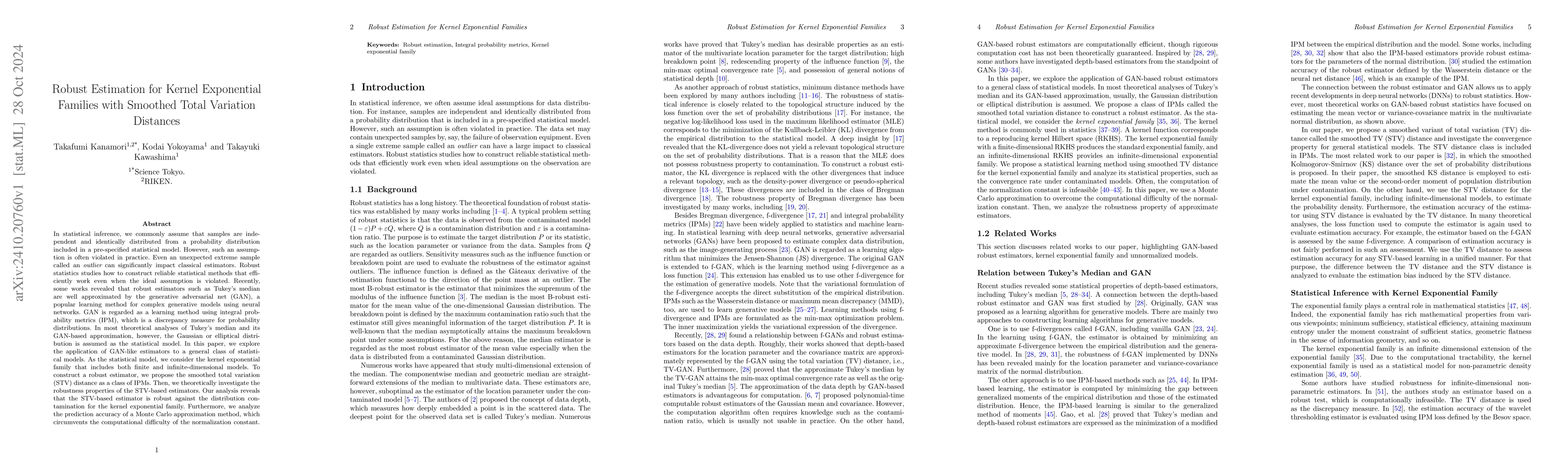 Thumbnail for Robust Estimation for Kernel Exponential Families with Smoothed Total
  Variation Distances