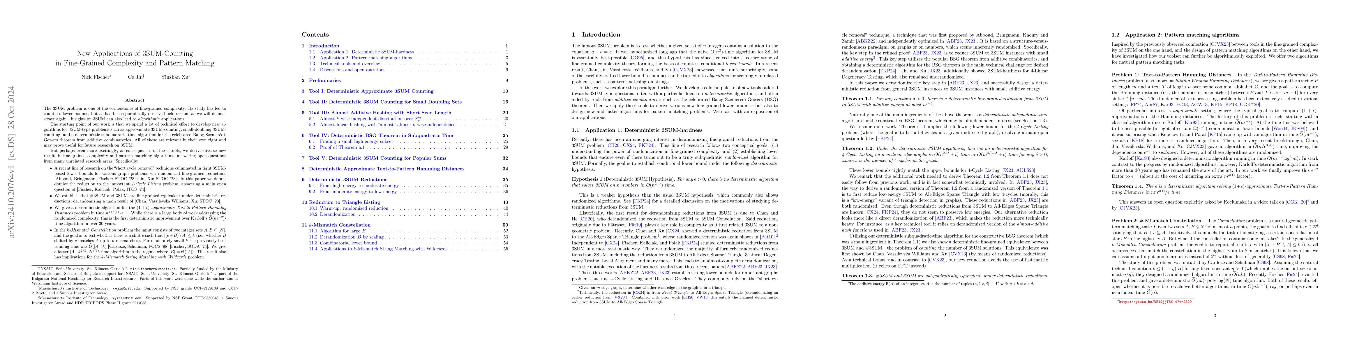 Thumbnail for New Applications of 3SUM-Counting in Fine-Grained Complexity and Pattern
  Matching