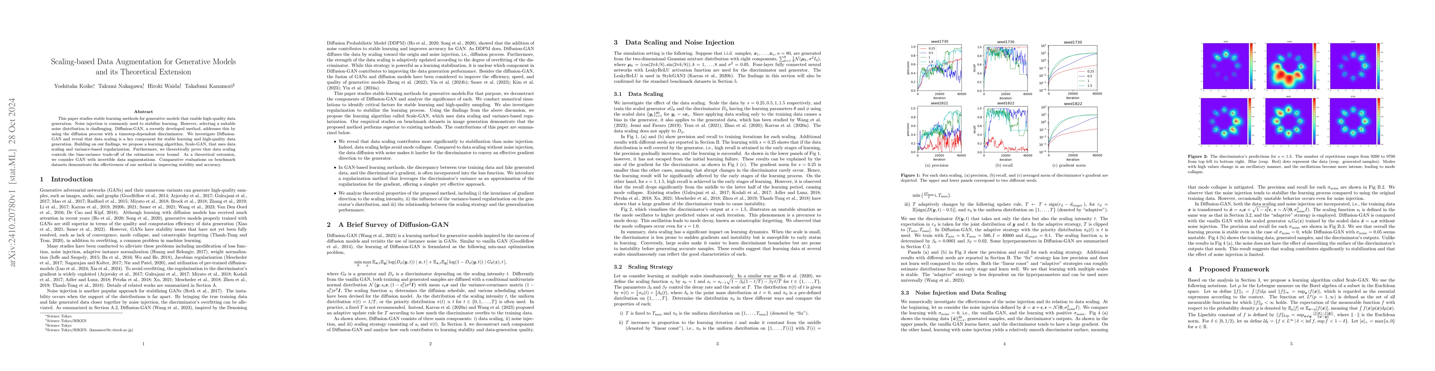 Thumbnail for Scaling-based Data Augmentation for Generative Models and its
  Theoretical Extension