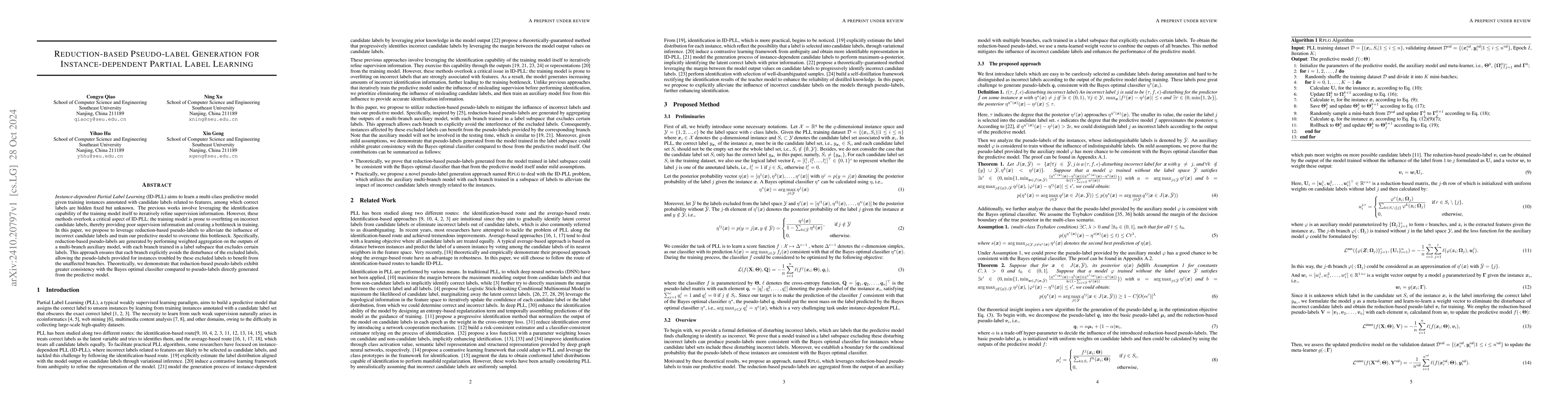 Thumbnail for Reduction-based Pseudo-label Generation for Instance-dependent Partial
  Label Learning