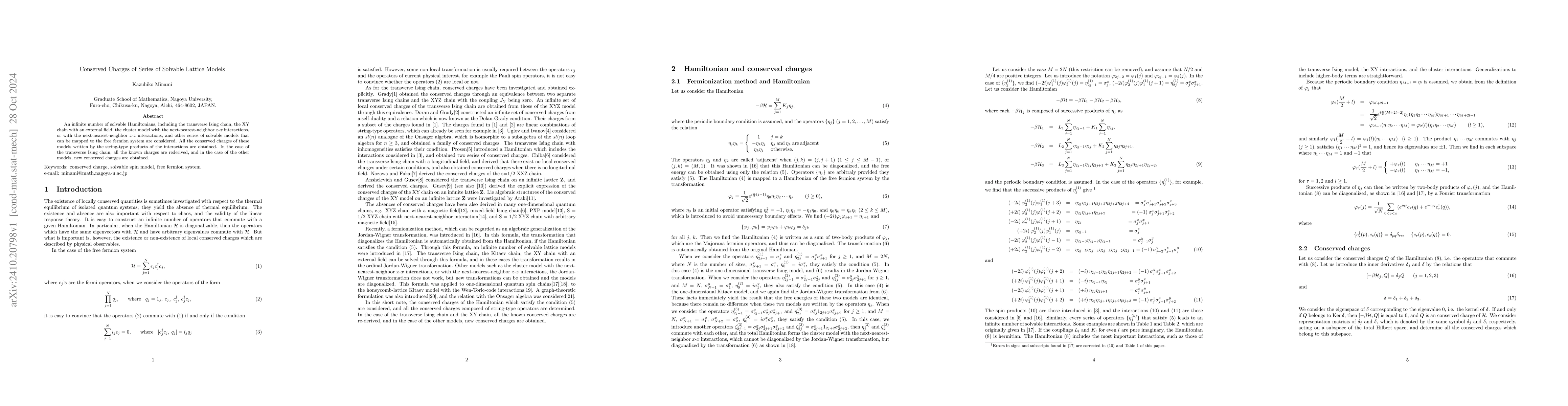 Thumbnail for Conserved Charges of Series of Solvable Lattice Models