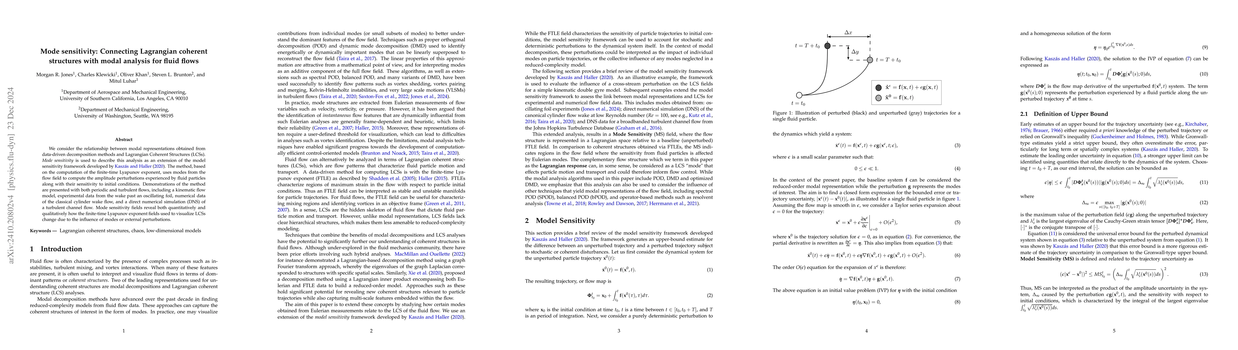 Thumbnail for Mode sensitivity: Connecting Lagrangian coherent structures with modal
  analysis for fluid flows