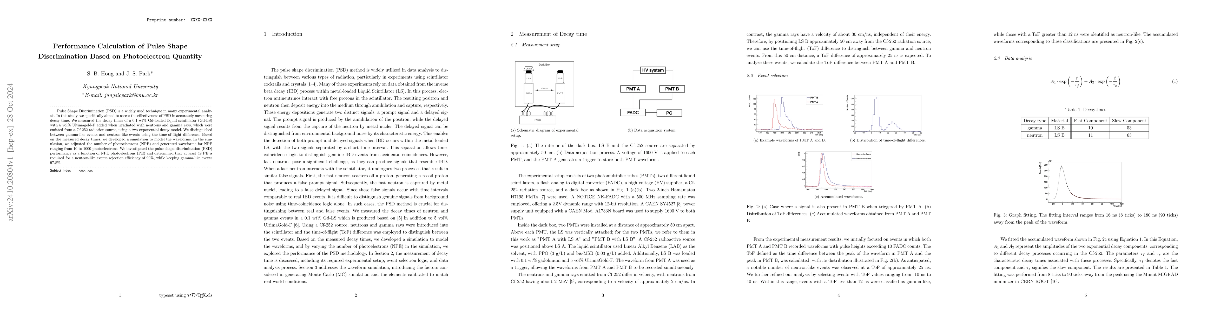 Thumbnail for Performance Calculation of Pulse Shape Discrimination Based on
  Photoelectron Quantity
