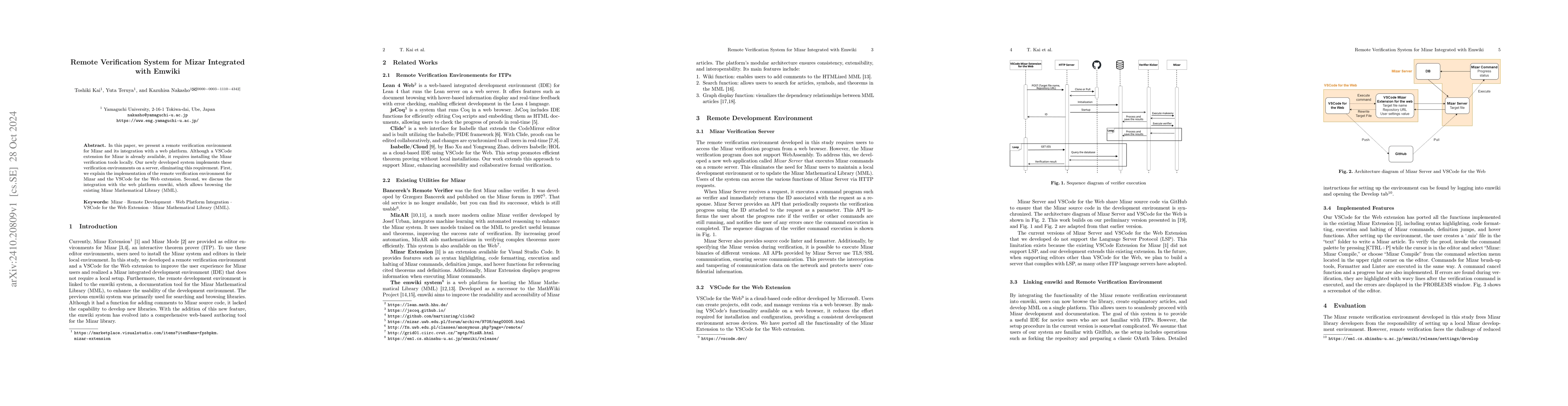 Thumbnail for Remote Verification System for Mizar Integrated with Emwiki