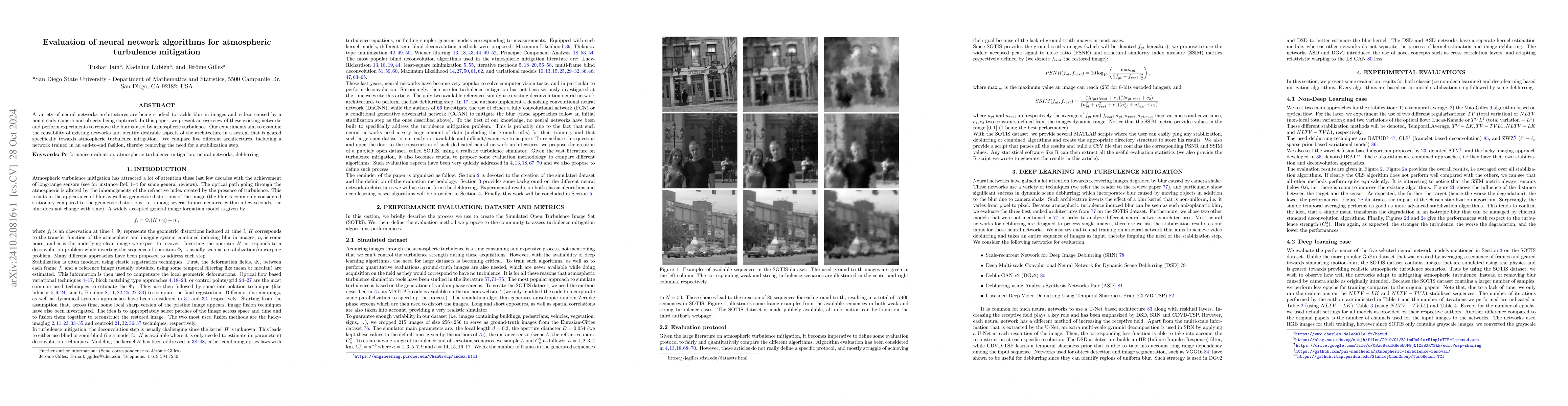 Thumbnail for Evaluation of neural network algorithms for atmospheric turbulence
  mitigation