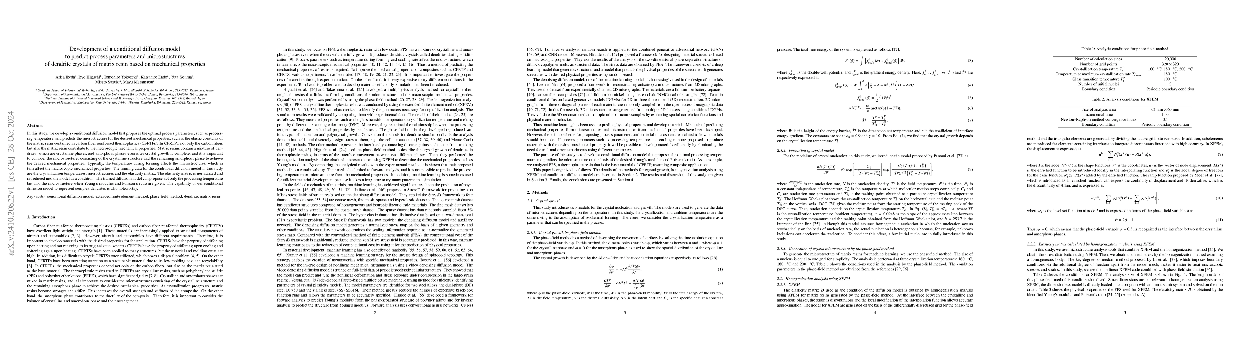 Thumbnail for Development of a conditional diffusion model to predict process
  parameters and microstructures of dendrite crystals of matrix resin based on
  mechanical properties