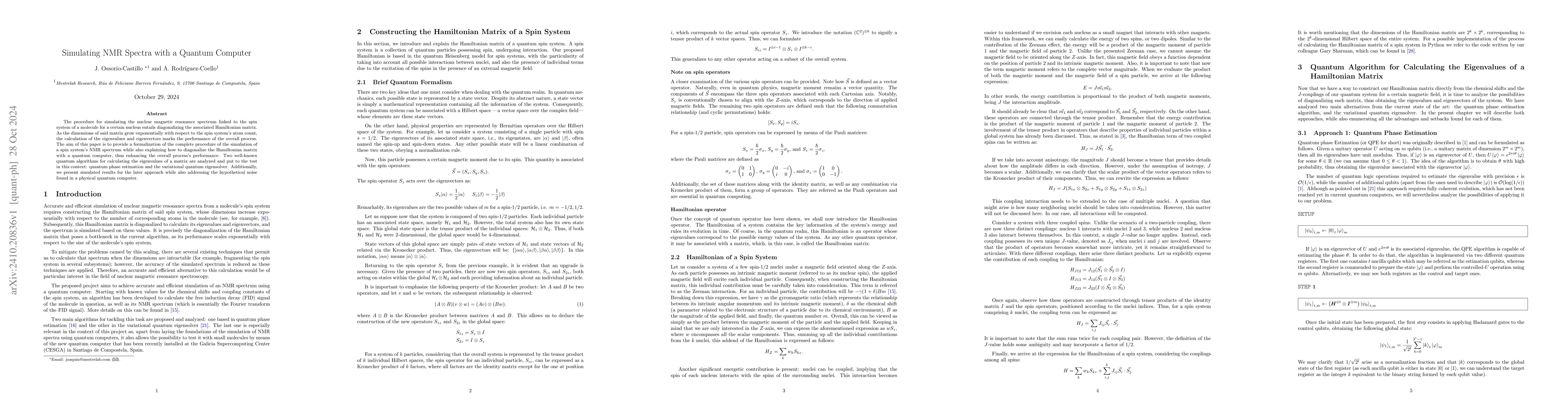 Thumbnail for Simulating NMR Spectra with a Quantum Computer
