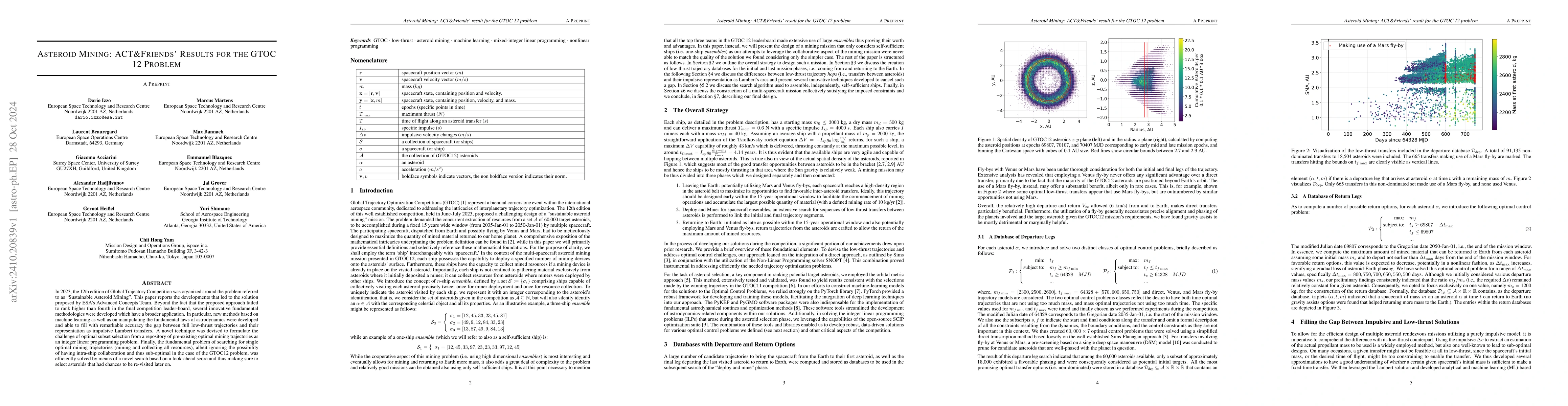 Thumbnail for Asteroid Mining: ACT&Friends' Results for the GTOC 12 Problem
