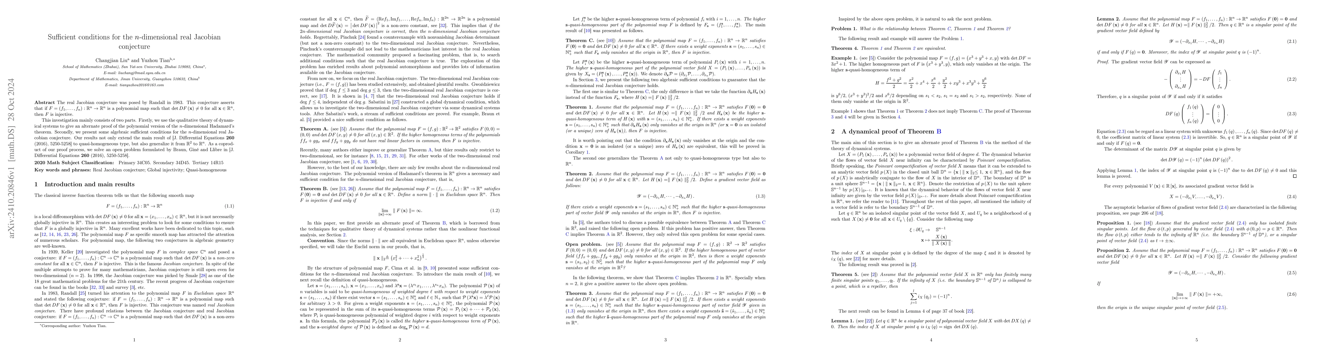 Thumbnail for Sufficient conditions for the n-dimensional real Jacobian conjecture