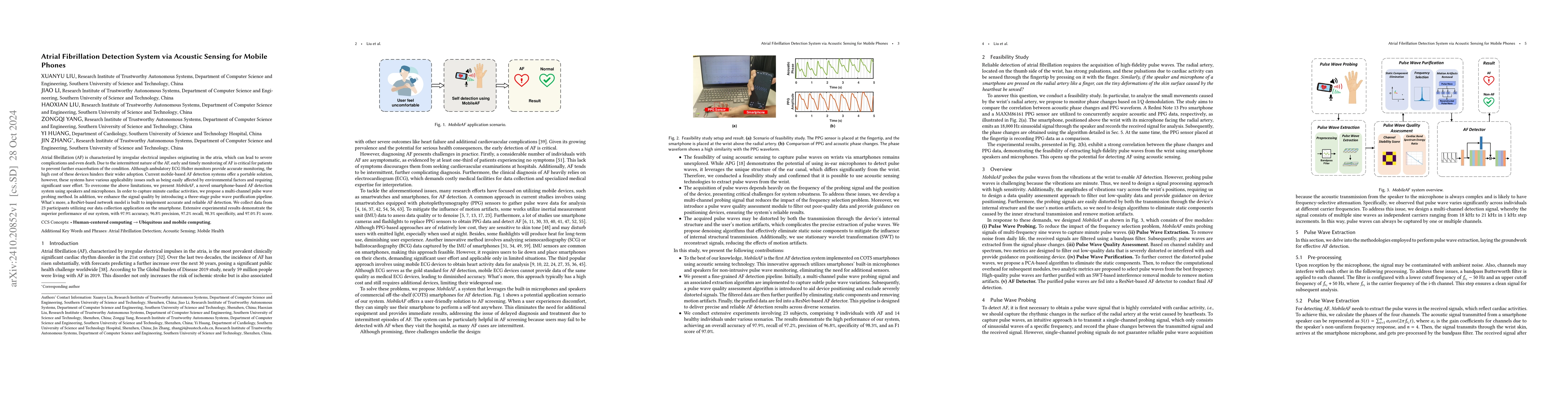 Thumbnail for Atrial Fibrillation Detection System via Acoustic Sensing for Mobile
  Phones