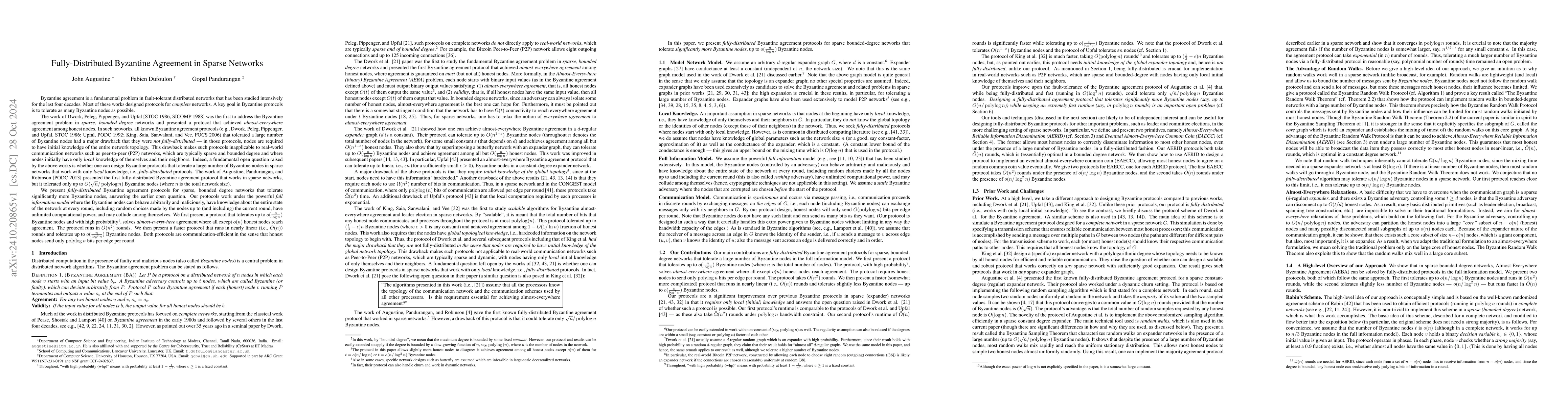 Thumbnail for Fully-Distributed Byzantine Agreement in Sparse Networks